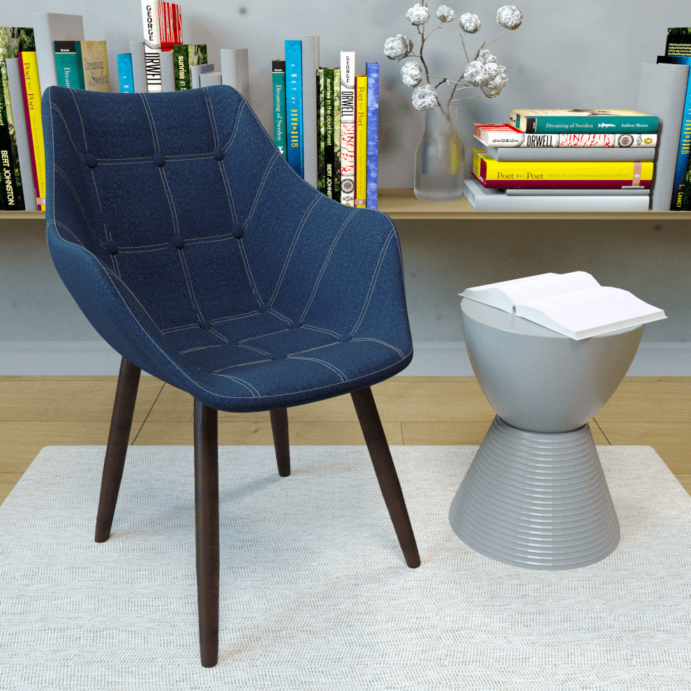 4-Piece Denim Lounge Armchair with Beech Wood Legs Accent Side Armchair
