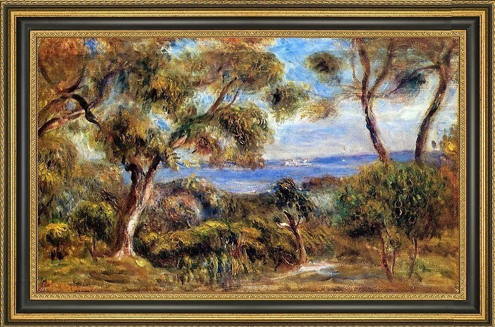 Pierre Auguste Renoir The Sea at Cagnes Framed Premium Canvas Print, 16"x24"