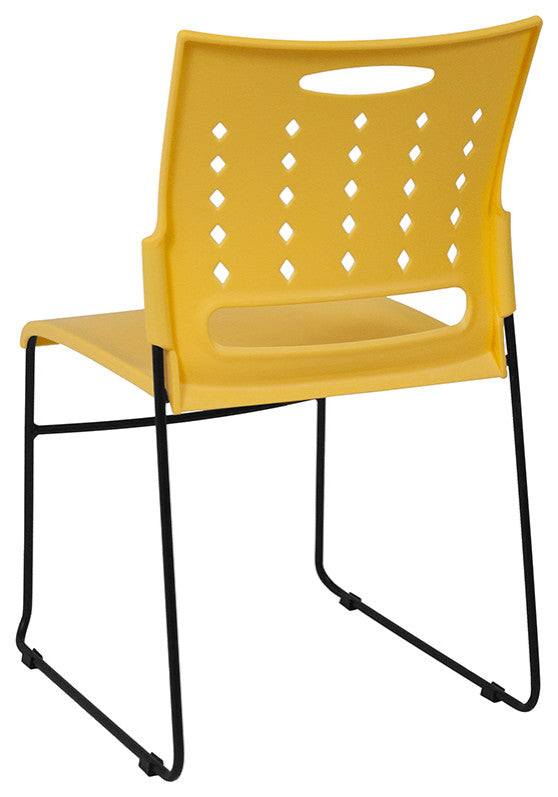 Hercules Series Capacity Sled Base Stack Chair With Air Vent Back, Yellow