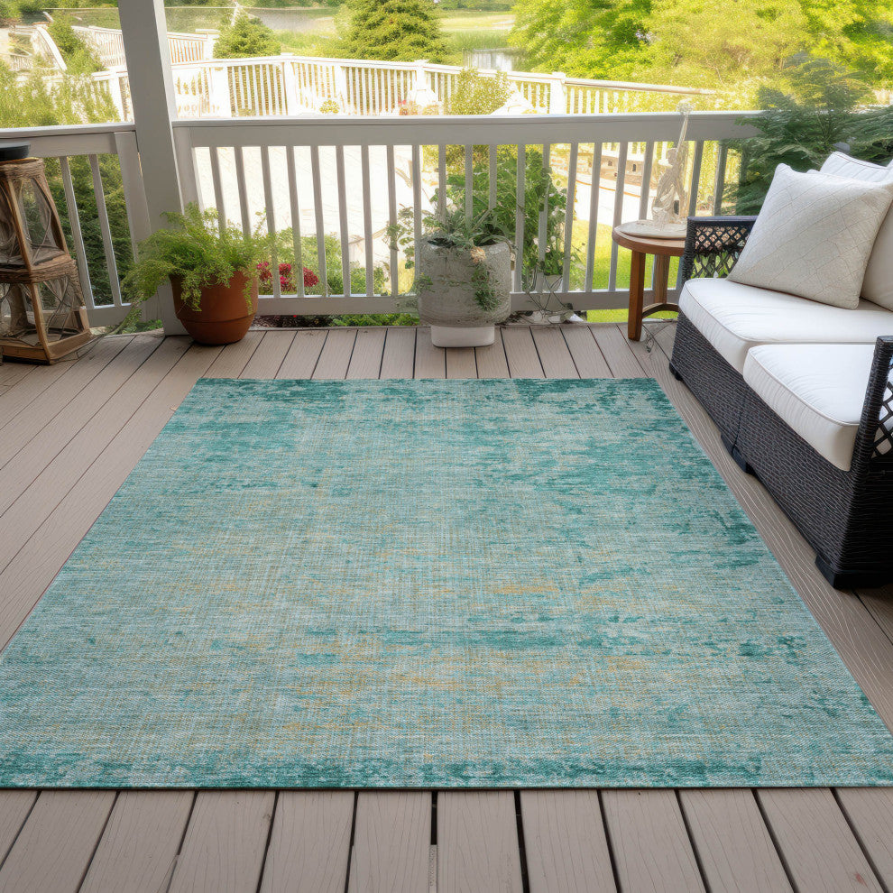 Machine Washable Indoor/Outdoor Chantille ACN1901 Teal 3' x 5' Rug