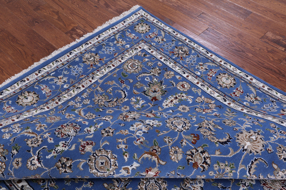 7' 0" X 13' 11" Hand-Knotted Persian Nain Wool & Silk Rug - Q13153