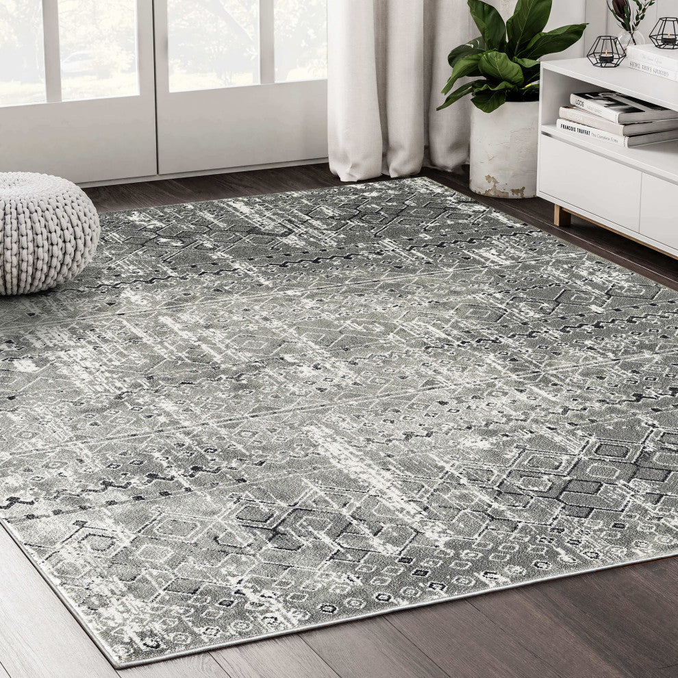 Abani Urbana URB110A Tribal Distressed Grey Area Rug