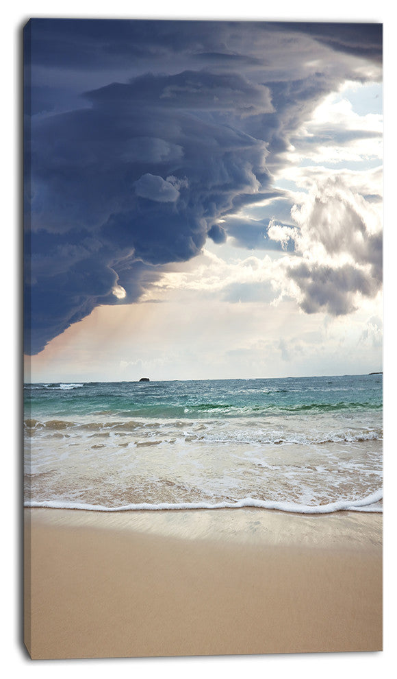 Heavy Clouds over Pacific Ocean, Seascape Canvas Art Print, 16"x32"