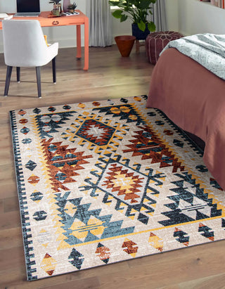 Aqua Mosaic Area Rug, Taupe/Copper, 8'x10'