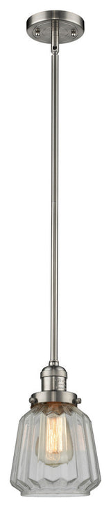 Chatham 1-Light LED Mini Pendant, Brushed Satin Nickel, Glass: Clear