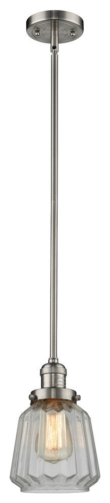 Chatham 1-Light LED Mini Pendant, Brushed Satin Nickel, Glass: Clear