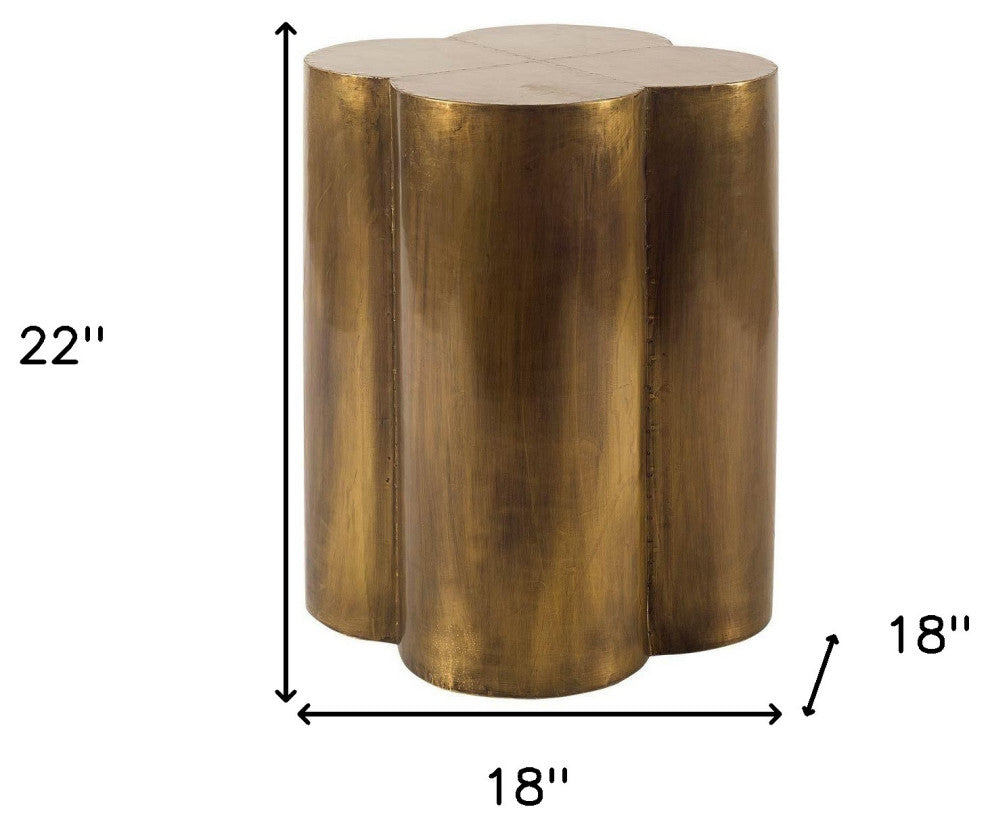 22" Brass And Antique Brass Brass End Table