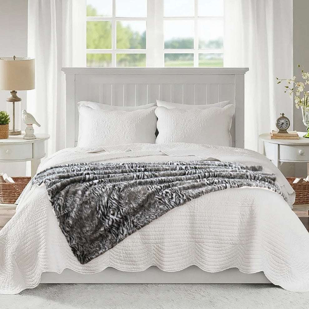 Elite Faux Fur Throw Blanket With Sherpa Backing, Victoria, 50" X 60"