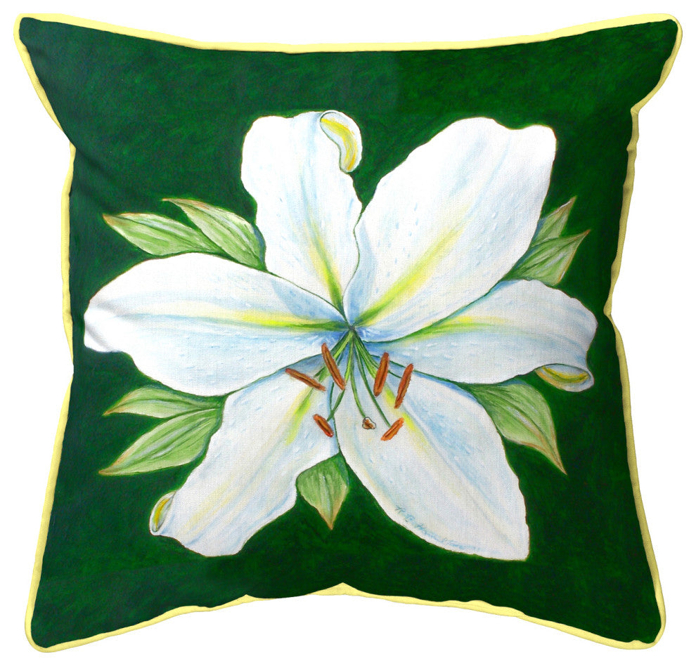 Casablanca Lily - Green Background Large Indoor/Outdoor Pillow 18x18