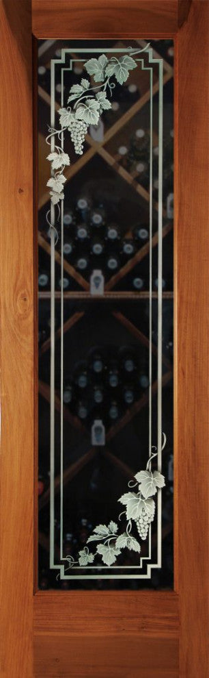 Wine Door - Vineyard Grapes Cascade - Primed - 32" x 84" - Knob on Right -...