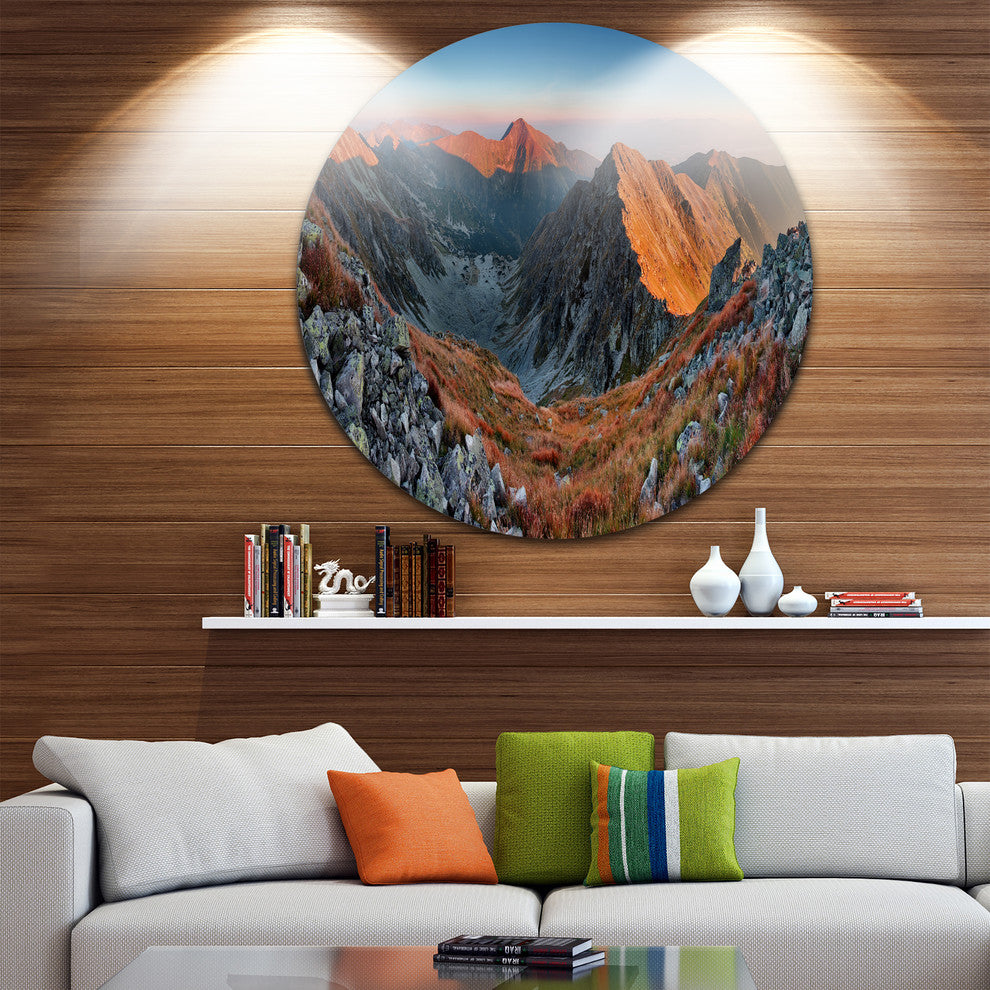 Rocky Slovakia Mountains, Landscape Disc Metal Wall Art, 11"