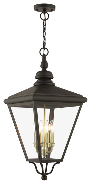 4 Light Bronze Outdoor Extra Large Pendant Lantern, Antique Brass