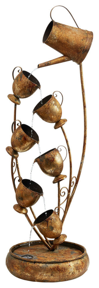 Garden Tea Party Cascading Metal Sculptural Fountain