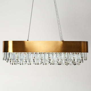 LNC Icarium 10-Light 37" Modern Rectangle Crystal Kitchen Island Light, Brass