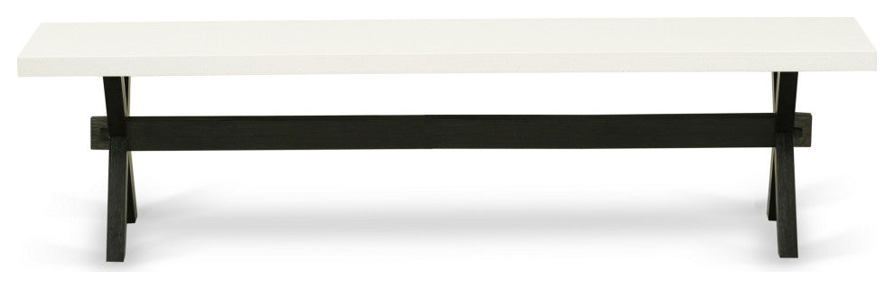 X-Style 15X72 In Dining Bench With Wirebrushed Black Leg And Linen White Top