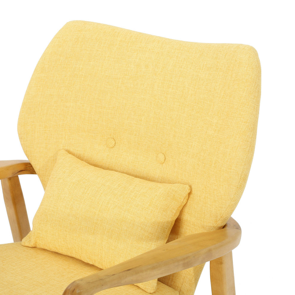 GDF Studio Balen Mid Century Modern Fabric Rocking Chair, Muted Yellow