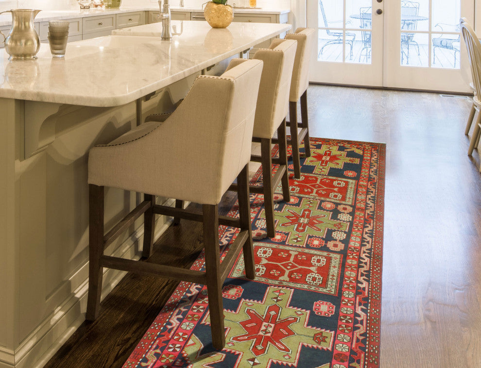 Fine Vintage Distressed CouLight er Navy/Rust Runner, 3'7x9'10