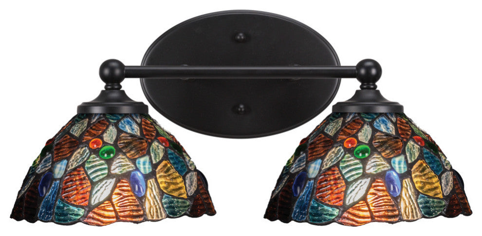 Capri 2-Light Bath Bar, Matte Black/Blue Mosaic Art