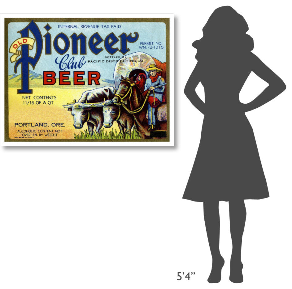 "Old Pioneer Club Beer" Digital Paper Print by Vintage Booze Labels, 42"x32"