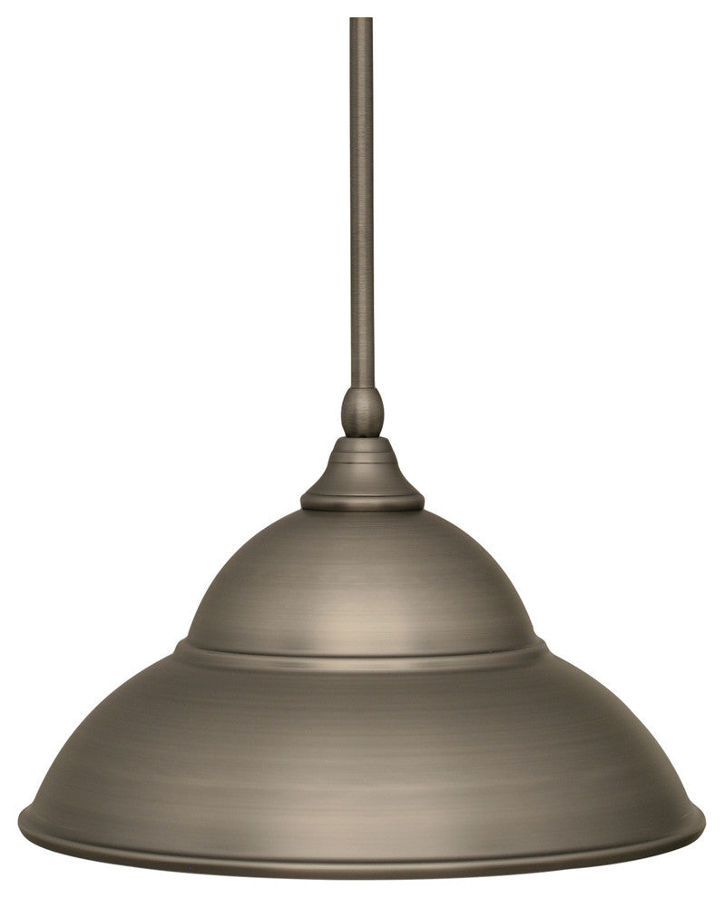 Stem Pendant In Brushed Nickel, 13" Brushed Nickel Double Bubble Metal Shade