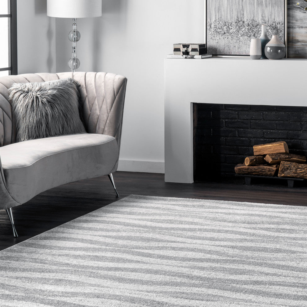 Nuloom Tristan Contemporary Waves Area Rug, Grey 5'x8'