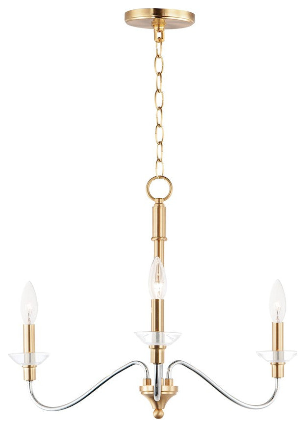Maxim Lighting Clarion 3-Light Pendant, Polished Chrome/Brass, 25373CLPCSBR