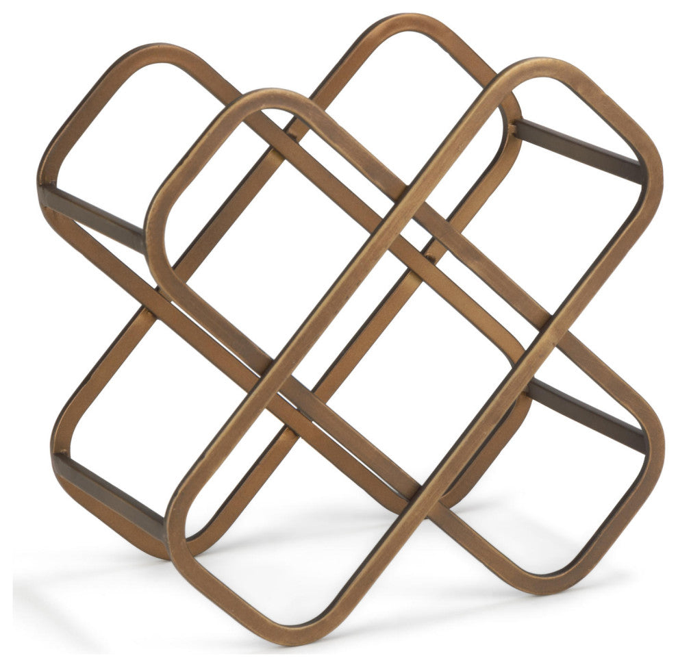 5-Bottle Gold Metal Tabletop Wine Bottle Holder
