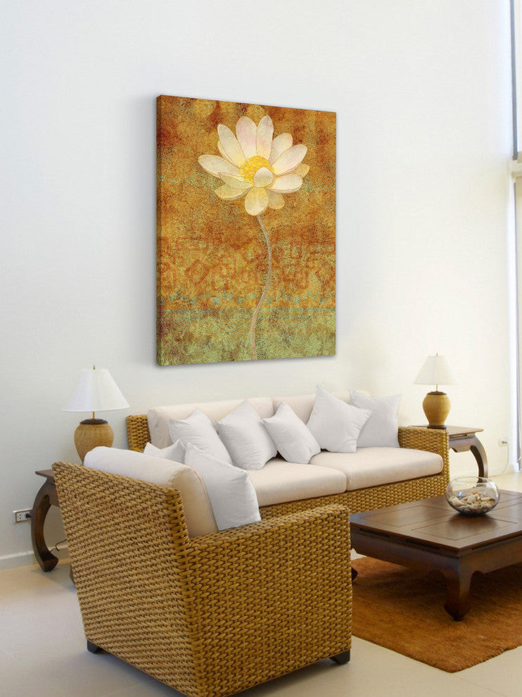 "White Lotus" Painting Print on Wrapped Canvas