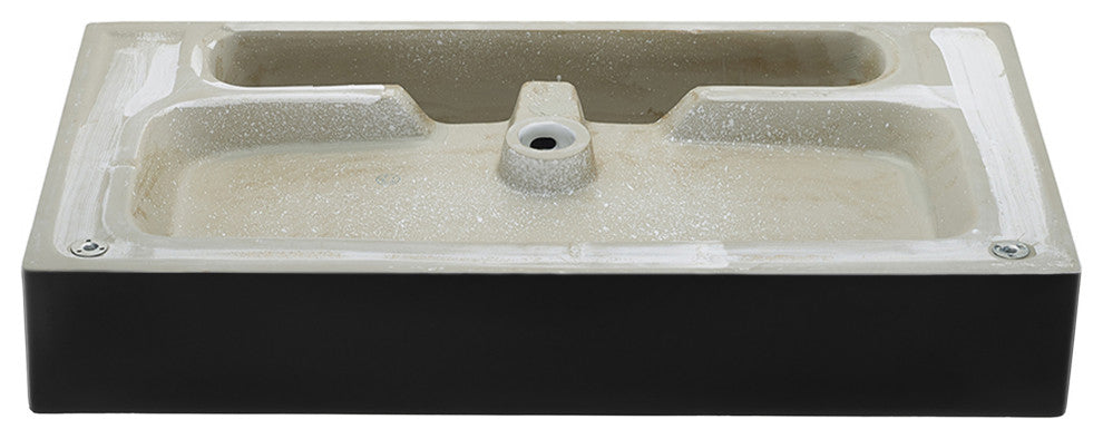 Claire 30" Ceramic Console Sink Matte Black Basin Gold Legs, Brushed Gold
