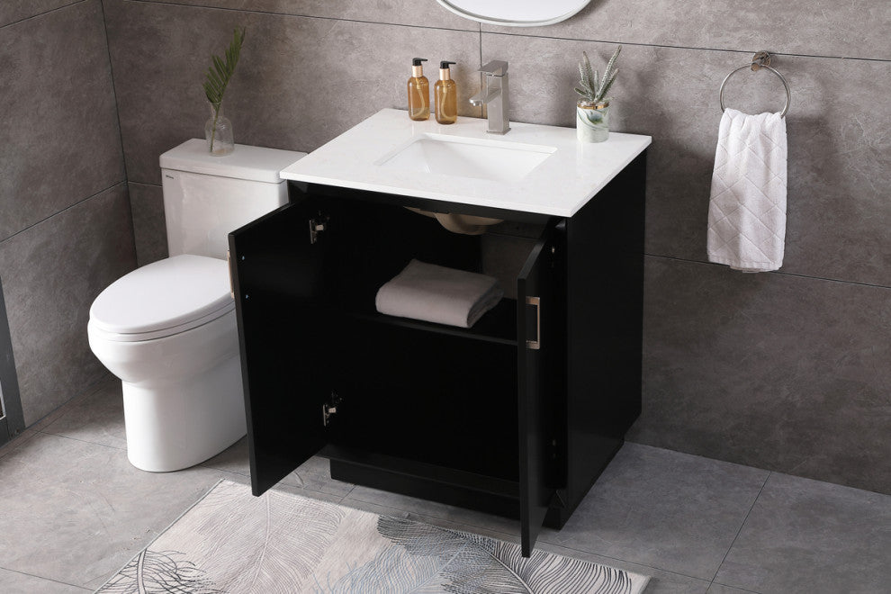 30" SIngle Bathroom Vanity, Black