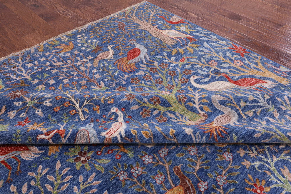 9' 9" X 13' 7" Persian Tree Of Life Design Handmade Wool Rug Q7814
