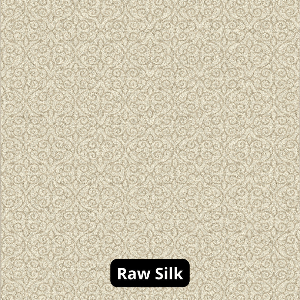 Scroll Pattern 3/8 Thick Indoor Area Rug Carpet, Muslin, 4x4