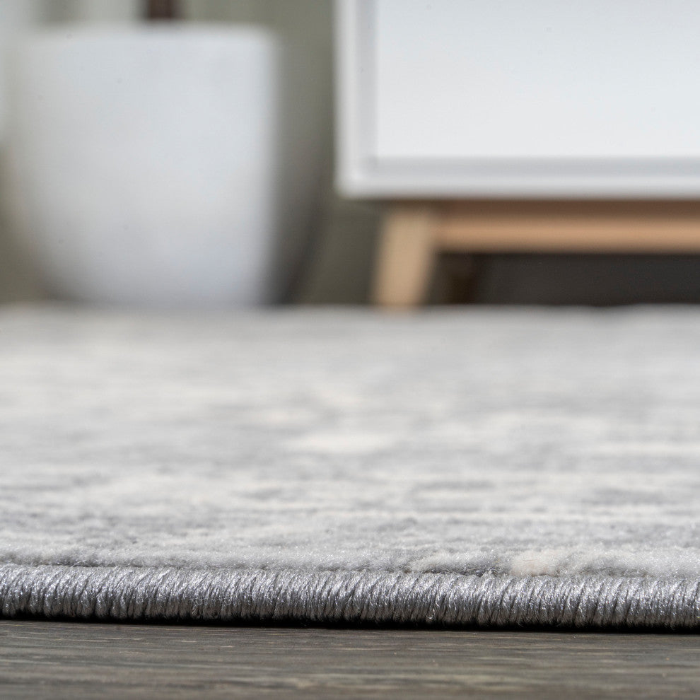 Modern Persian Medallion Light Gray/Ivory 6' Square Area Rug