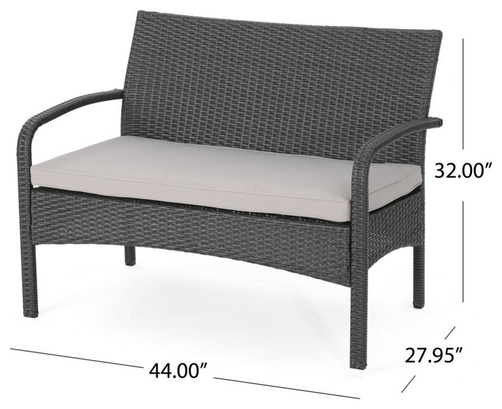 GDF Studio 4-Piece Cordyline Outdoor Wicker Chat Set With Cushions