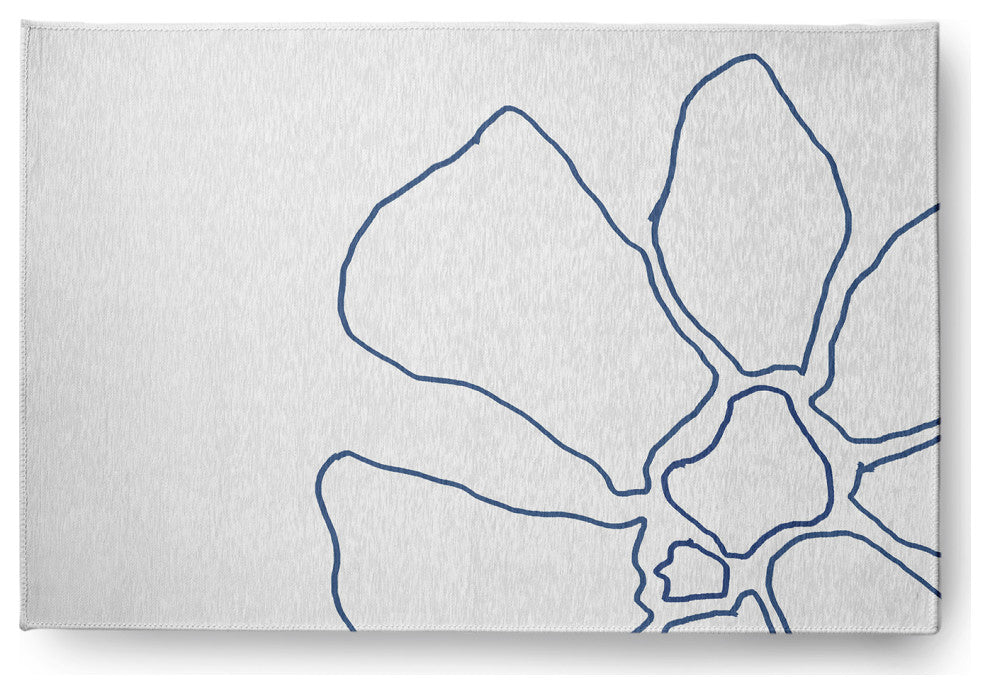Petal Lines Spring Chenille Rug, Blue/White, 4'x6'