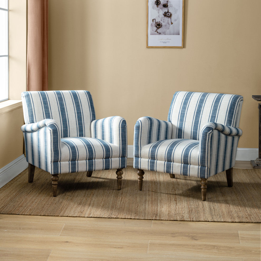 Stripe Armchair Set of 2, Navy