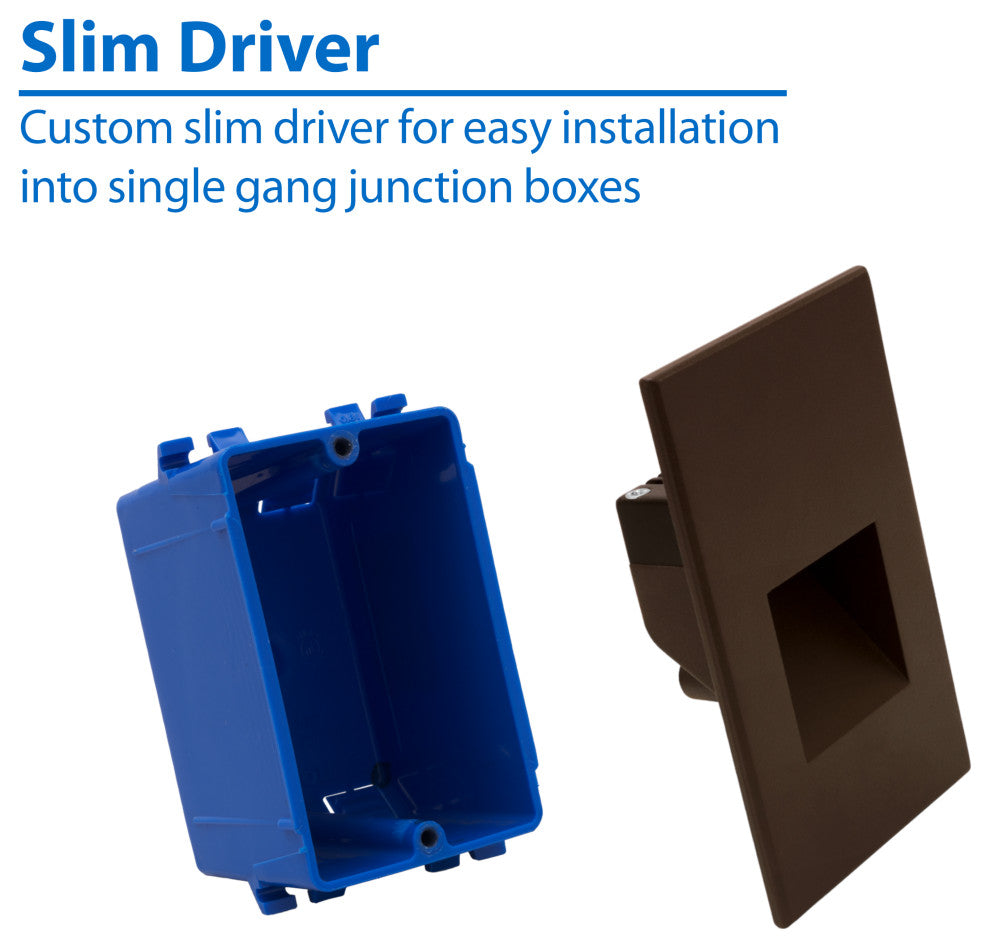 STW Series Vertical Wet Location LED Step Light, Bronze