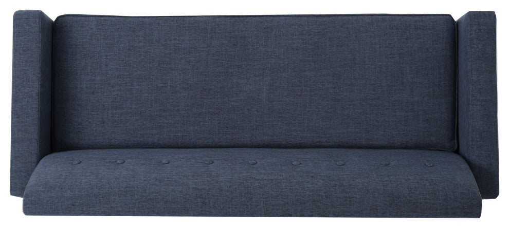 GDF Studio Stratford Mid Century Modern Fabric 3-Seat Sofa, Dark Blue