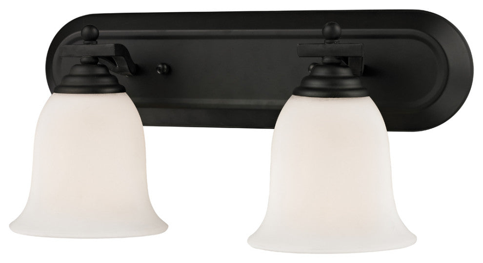 Lagoon 2 Light Vanity, Matte Black With Matte Opal Glass