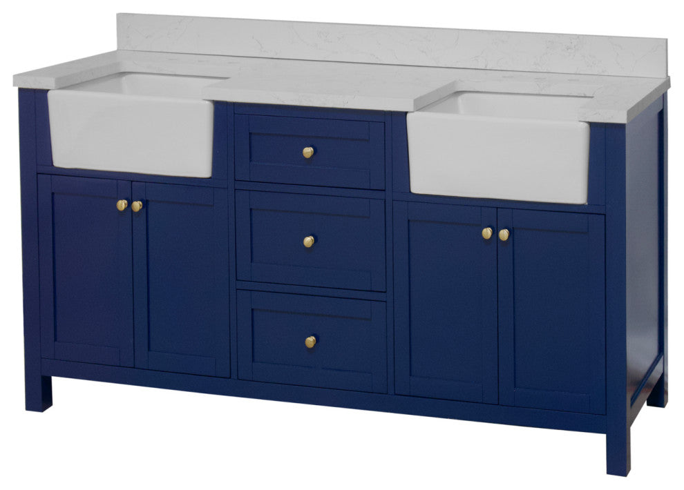 Yorkshire 72" Bathroom Vanity, Royal Blue, Engineered Marble