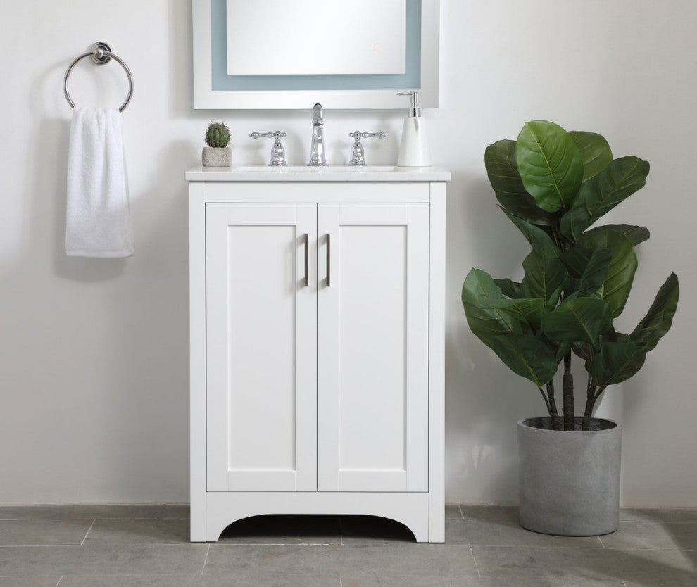 24" Single Bathroom Vanity, White