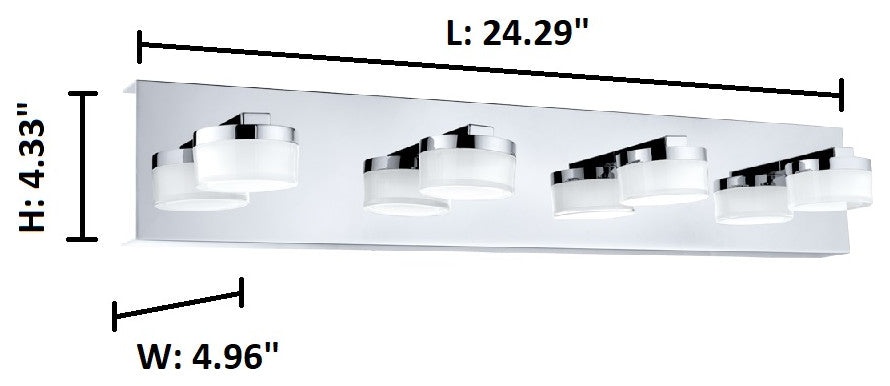 LED Bath Light, Chrome Finish and Clear and Satin Glass