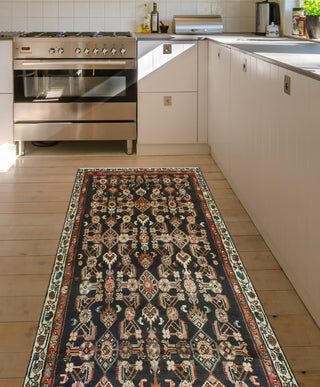 Fine Vintage Distressed Katie Charcoal/Ivory Runner, 3'8 x 8'4