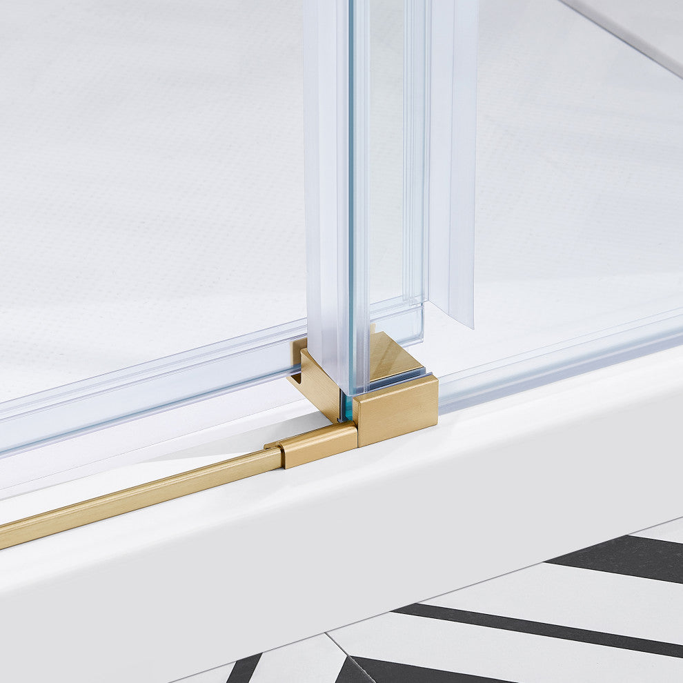 Bel Soft-Close Frameless Sliding Soft Close Shower Door, Gold, 48"