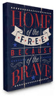 Home Of The Free Red White & Blue Planked Look Canvas Wall Art, 16"x20"