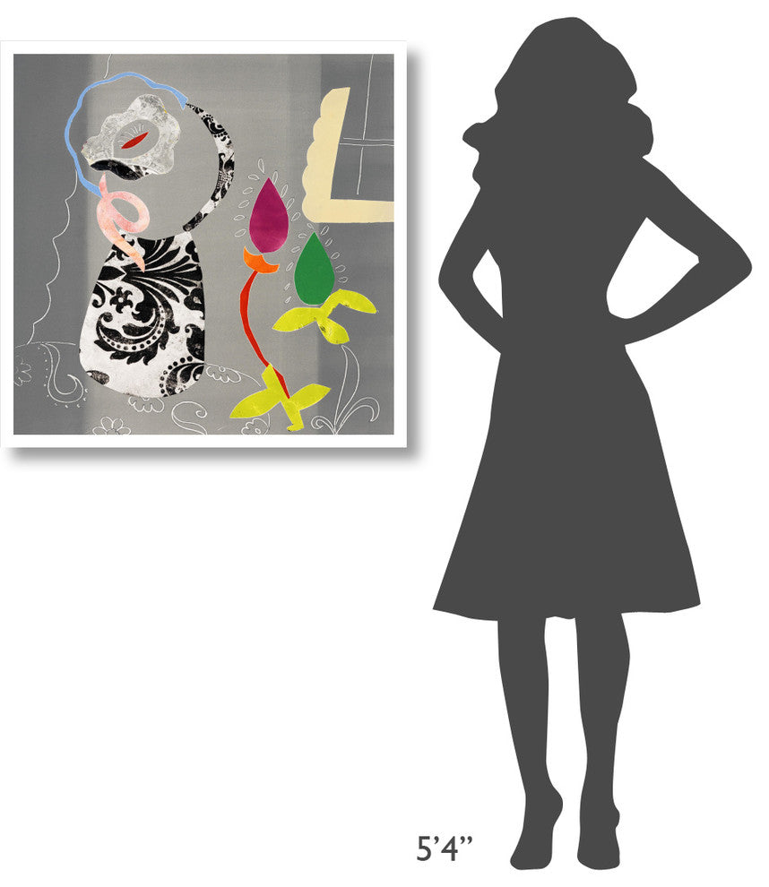 "Still Life with Damask Vase" Digital Paper Print by Joan Elan Davis, 32"x32"