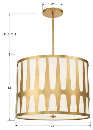 Crystorama Lighting Group ROY-809 Royston 5 Light 24"W Pendant - Black