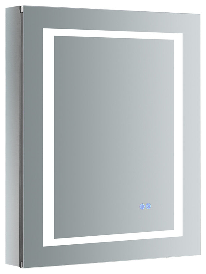 Spazio Bathroom Medicine Cabinet With LED Lighting and Defogger, 24"x30"