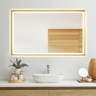 Apollo Anti-Fog Dimmable Vanity, LED Lighted Wall Mirror, Brushed Gold, 48"