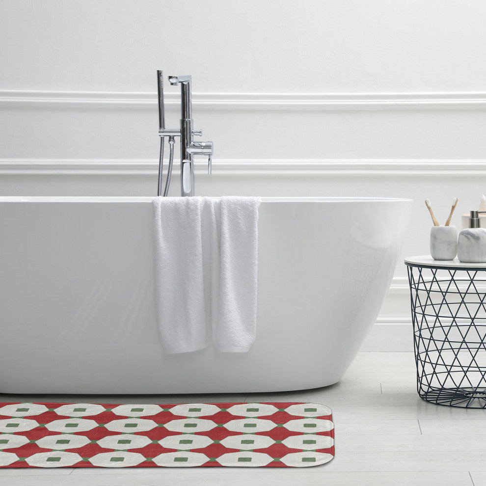34" x 21" Button Up Bathmat, Ligonberry Red